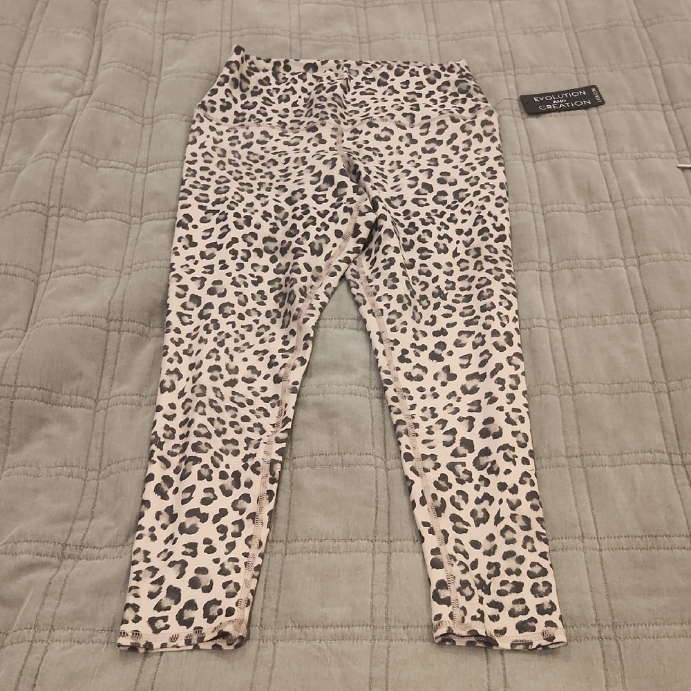Evolution and Creation Leopard Print Track Pants Size L, New With Tags!